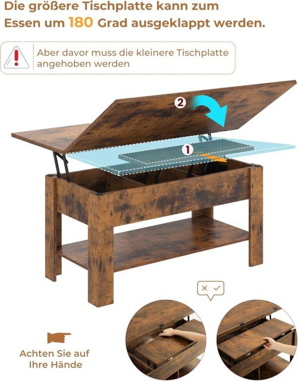SIKAIC-Multifunktions-Couchtisch, h?henverstellbar, ideal als Couchtisch oder Esstisch - Image 2