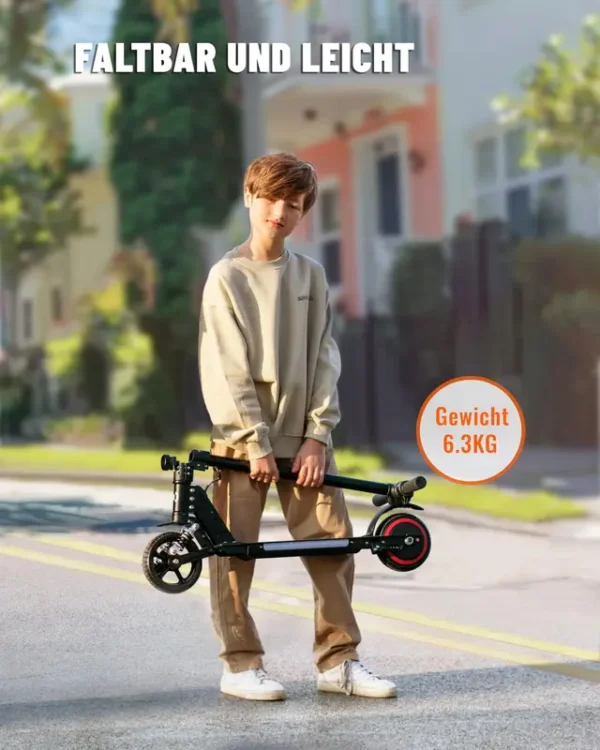 E-RIDES Kinder E-Scooter S5 für 6-12 Jahre, Faltbares Design mit LED-Lichtern, 14km/h,  8 km Reichweite, 130W Motor, Vorderrad-Federung, Geschenk für Kinder - Image 4